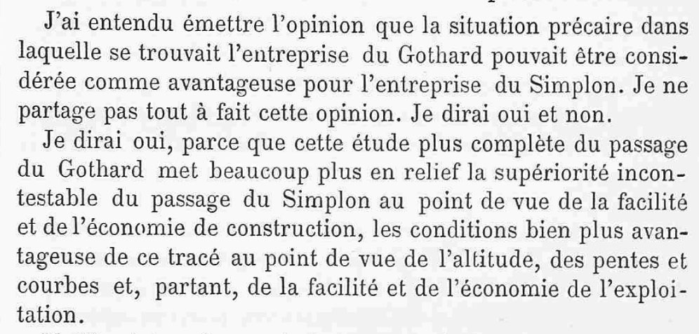 Extraits de « Le Gothard et le Simplon : compte rendu d’une conférence » donnée par M. Meyer le 29 mars 1876, Bulletin de la société vaudoise des ingénieurs et des architectes, juin 1876