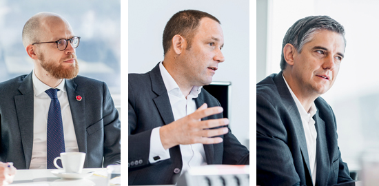 Von links: Felix Brill, Stefan Fahrländer und SIA-Präsident Stefan Cadosch.