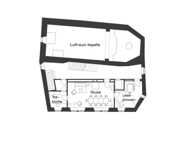 Grundriss 1. OG. Hier befinden sich die Aufenthaltsräume