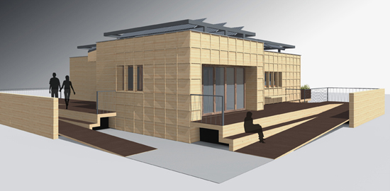 Die naturnahe Hülle aus Holz enthält jede Menge Gebäudetechnik. (Bild: Hochschule Luzern)