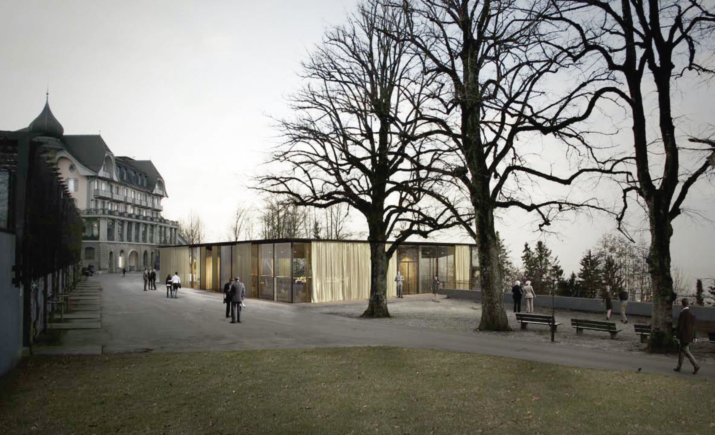 Visualisierung des Pavillons, wie er sich ab Ende Juni auf dem Gurten präsentieren soll.