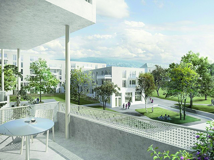 Die Überbauung Kronenwiese in Zürich ist ein SNBS-Pilotprojekt und soll den Minergie-A-Eco-Standard erreichen. (Visualisierung: Armon Semadeni Architekten)