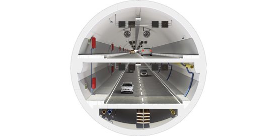Autos und Minibusse von Asien nach Europa und umgekehrt werden künftig die beiden oberen Ebenen des Tunnels nutzen. Ganz unten befindet sich die Werkleitungsebene. Der doppelstöckige Eurasia-Tunnel ist mit den üblichen technischen Einrichtungen wie Beleuc