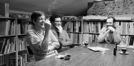 Axel Humpert, Benedikt Boucsein und Tim Seidel im Besprechungszimmer ihres Büros an der Zürcher Hardstrasse. (Foto: Anna-Lena Walther)