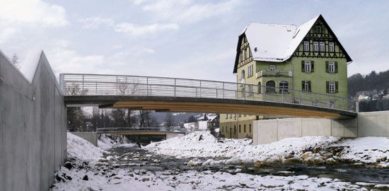 Das Rahmentragwerk aus Holz und Beton in integraler Bauweise führt die Tradition der Holzverbundbauweise innovativ weiter. (Foto: graf ingenieure)