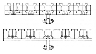 Alberto Finzi, Paolo Zürcher, casa per appartamenti Fercasa a Novazzano, 1963-1966. (Pianta: A. Finzi, P. Züricher)