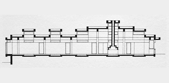 Sezione del progetto casa unifamiliare a Moscia, 1962 (Immagine: Catalogo Tendenzen - Neuere Architektur im Tessin, ETH Zürich, 1975)