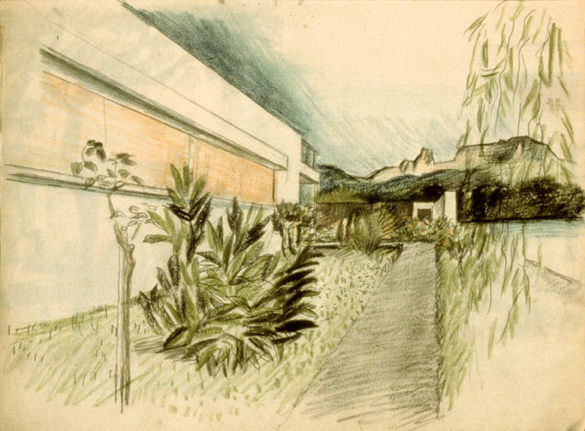 Le Corbusier, Petite Maison, 1923-1924, schizzo prospettico del giardino. (Foto: Fondation Le Corbusier DE 4897).