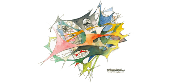 Studio ad acquarello: membrane continue, 1965. (Immagine: Ilek)