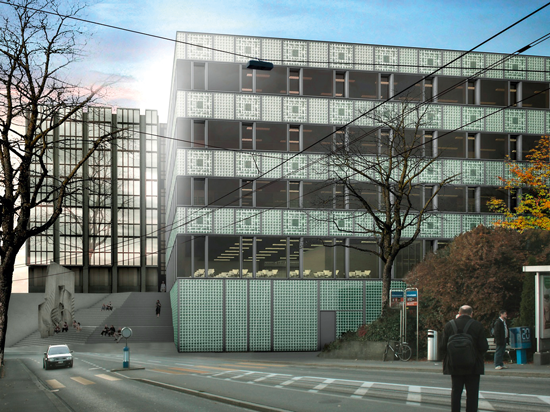 Das für 2017 geplante Büro-, Lehr- und Laborgebäude der ETH in Zürich. Hier sollen verschiedene Forschungsbereiche im neuen Departement «Health Science and Technology» (D-HEST) vereint werden. Den Wettbewerb gewannen Boltshauser Architekten mit ihrem Proj