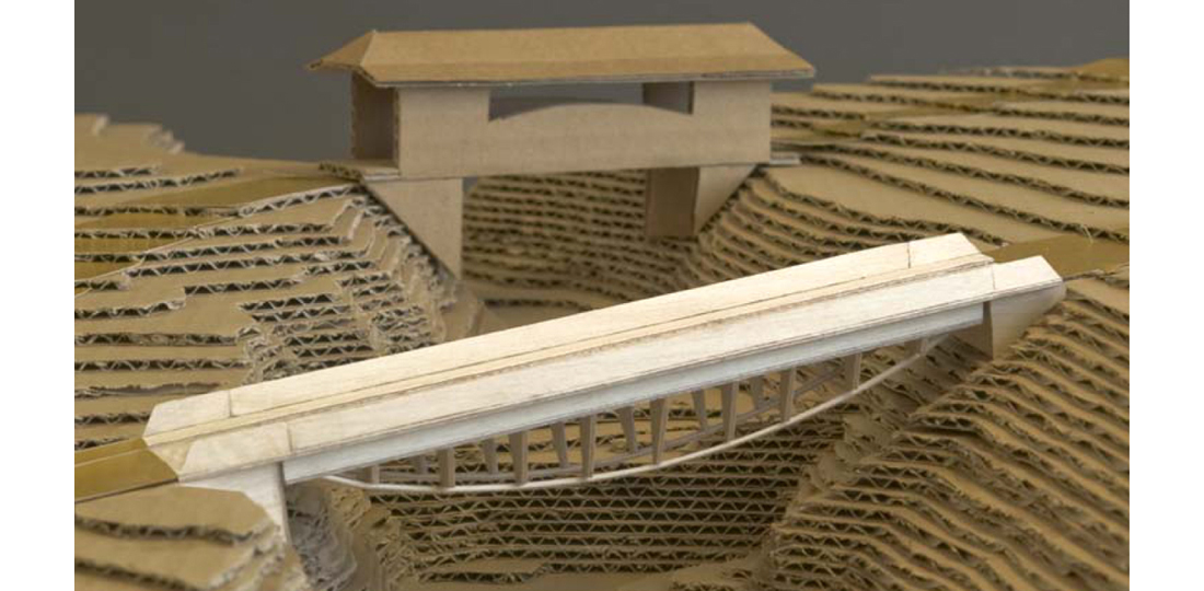 Modell mit der alten und der neuen Hergiswaldbrücke