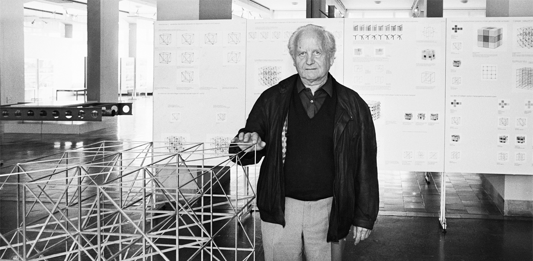 Fritz Haller, aufgenommen am 5. September 1989 an der Vernissage zu seinem Werk im Museum für Gestaltung in Zürich