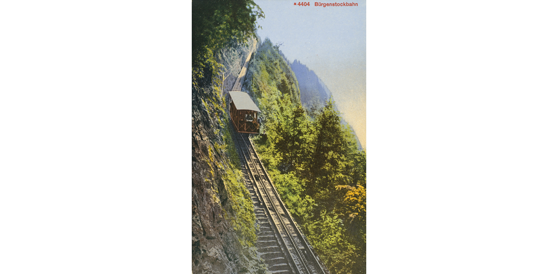 Die Bürgenstockbahn im Kanton Nidwalden, Schweiz, um 1900