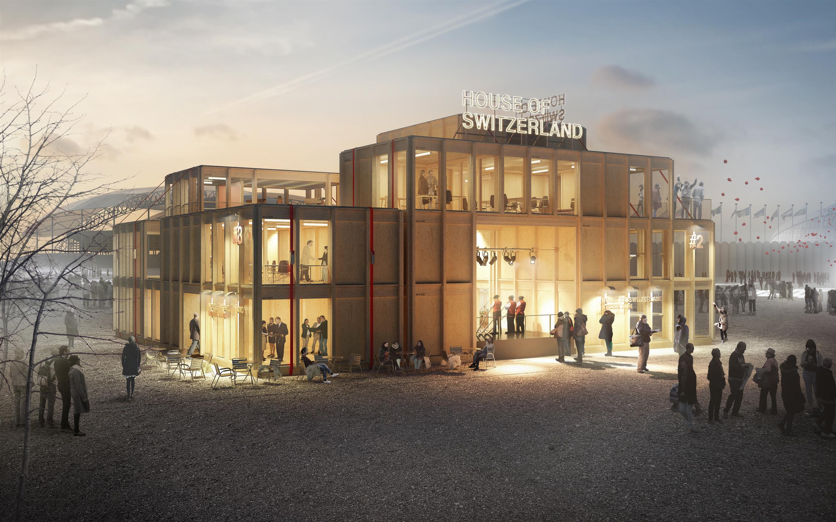 Das «Swiss Mobile House» wird im Februar 2014 als «House of Switzerland» mitten im Olympischen Park in Sotschi Station machen. Anschliessend zieht ein Modul des Hauses in Richtung Italien, wo es im Mai 2014 als Zentrum der Mailänder Etappe des Giro del Gusto fungieren wird.