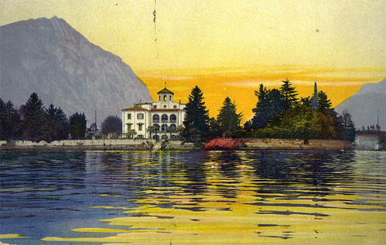 Villa Galli und Park. Kolorierte Postkarte, Ende 19. Jh.