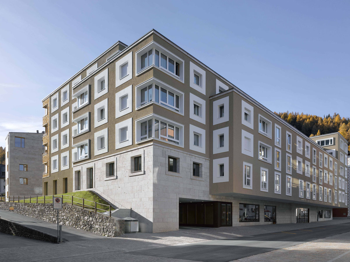 Besondere Erwähnung: Wohnüberbauung Chalavus in St. Moritz von Pablo Horváth, Chur, 2008/09. (Bild: Roger Frei, Zürich)