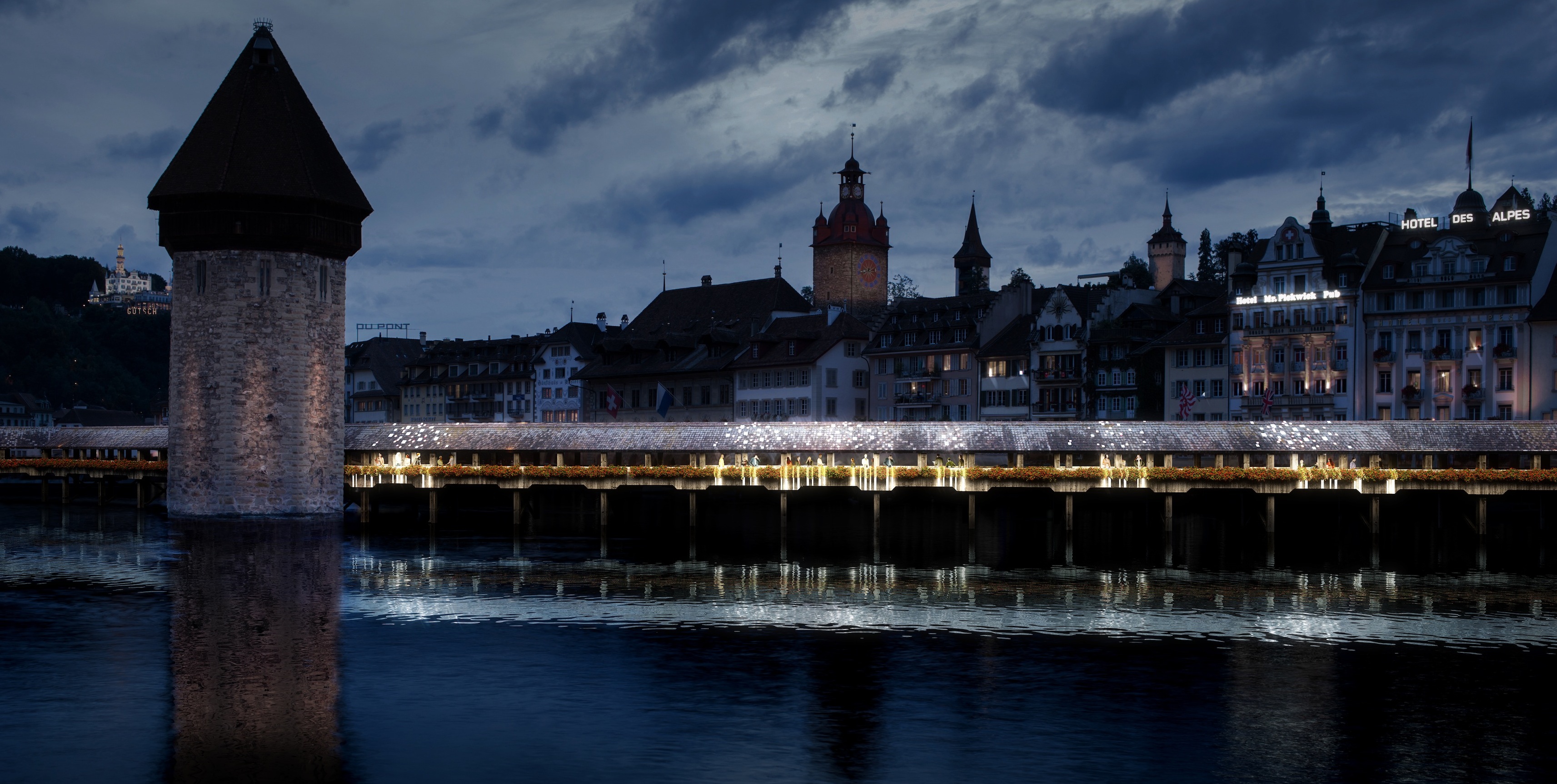 Das Team «Partikel Plan» aus Holland gewinnt den Ideenwettbewerb für die Beleuchtung der Luzerner Kapellbrücke.