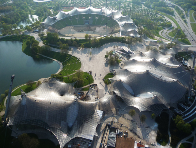 Olympiapark in München für die Sommerspiel 1972