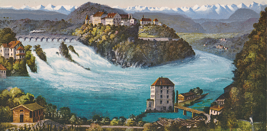 Rheinfall und die Alpen, Edition Photoglob, ca. 1924.