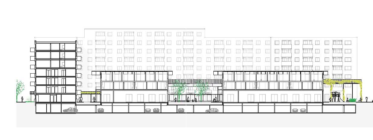 Siegerprojekt: Längsschnitt Innenhof.