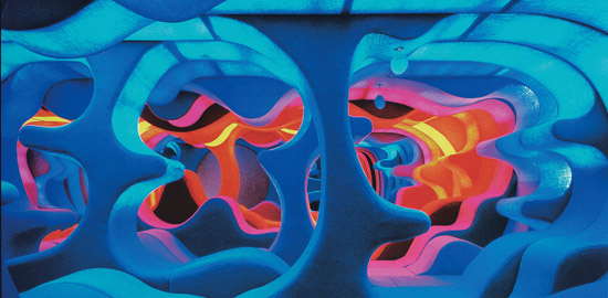 Zukunftsforschung, Utopie und Vision im Design stehen derzeit im Fokus des Vitra Design Museums: Die Installation «Phantasy Landscape» gilt als Herzstück von «Visiona 2». (Foto: Panton Design, Basel)