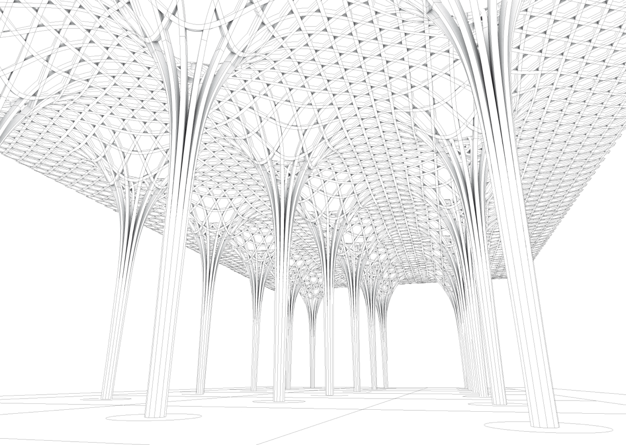 Holzkonstruktion für den Haesley Nine Bridges Golf Club in Yeoju des Architekten Shigeru Ban (Bild: designtoproduction)