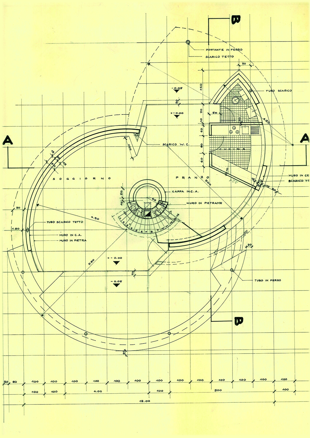 Piano terreno (Pianta: Archivio Architetti Ticinesi)