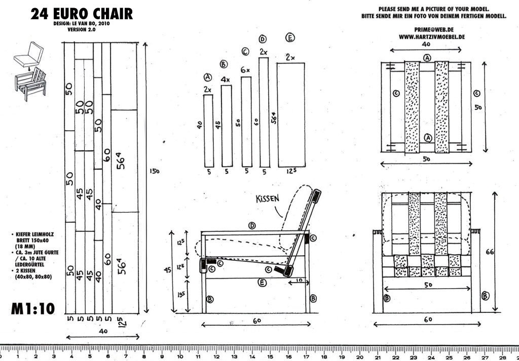 Plan de fabrication du fauteuil à 24 euros (Do.: Le Van Bo)
