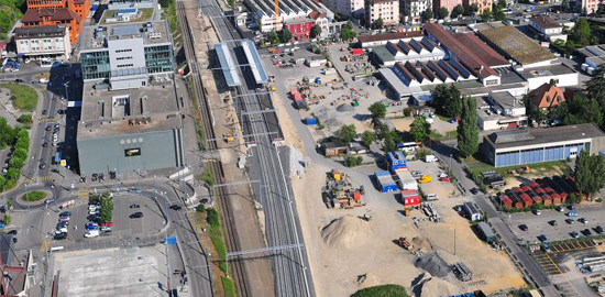 Vue aérienne sur la future gare RER de Malley