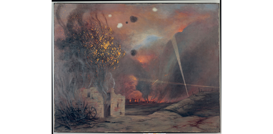 Félix Vallotton, «?Paysage de ruines et d’incendies?» (1914), huile sur toile (115,2 x 147cm), Kunstmuseum Bern, Schenkung Stiftung Gemäldesammlung Emil Bretschger. La Première Guerre mondiale a montré, pour la première fois, que l’humanité était capable de s’autodétruire.