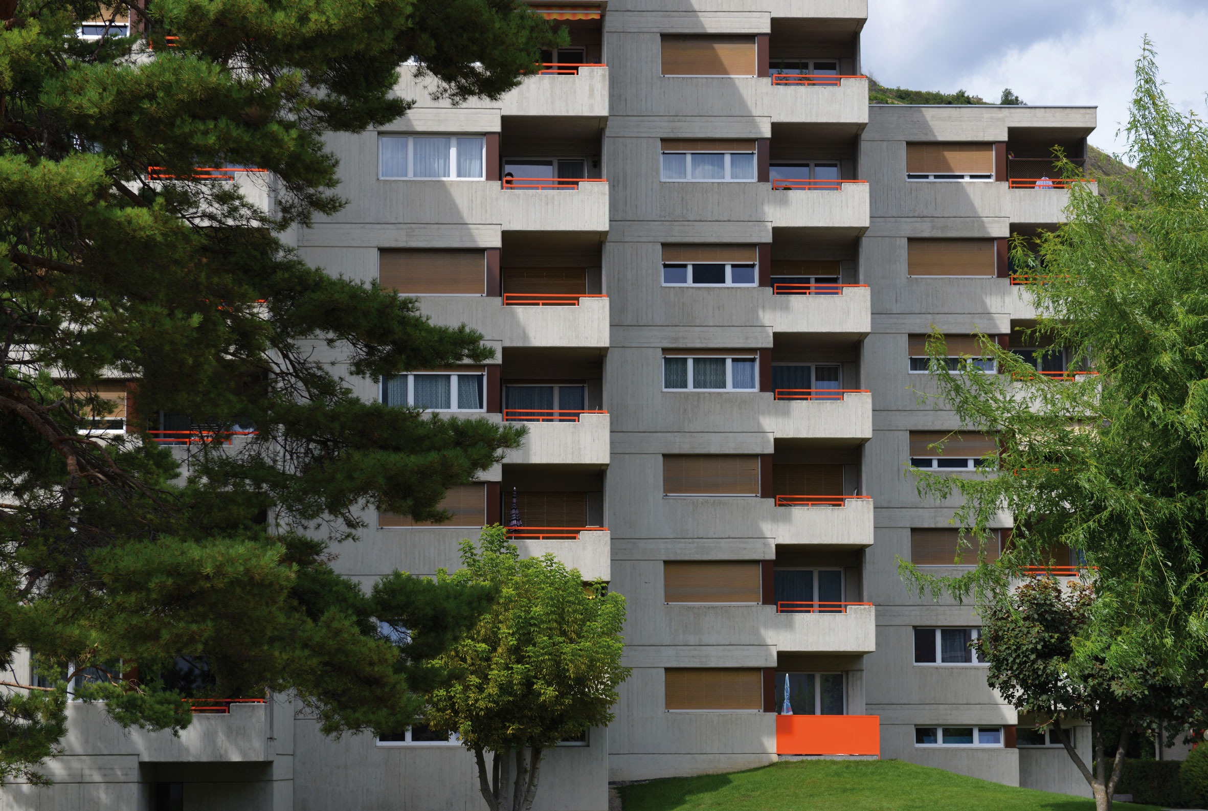 Immeuble Potence à Chateauneuf réalisé par les architectes Morizod, Michaud et Furrer, en 1973, figurant au projet d’inventaire patrimonial des bâtiments construits entre 1850 et 1975