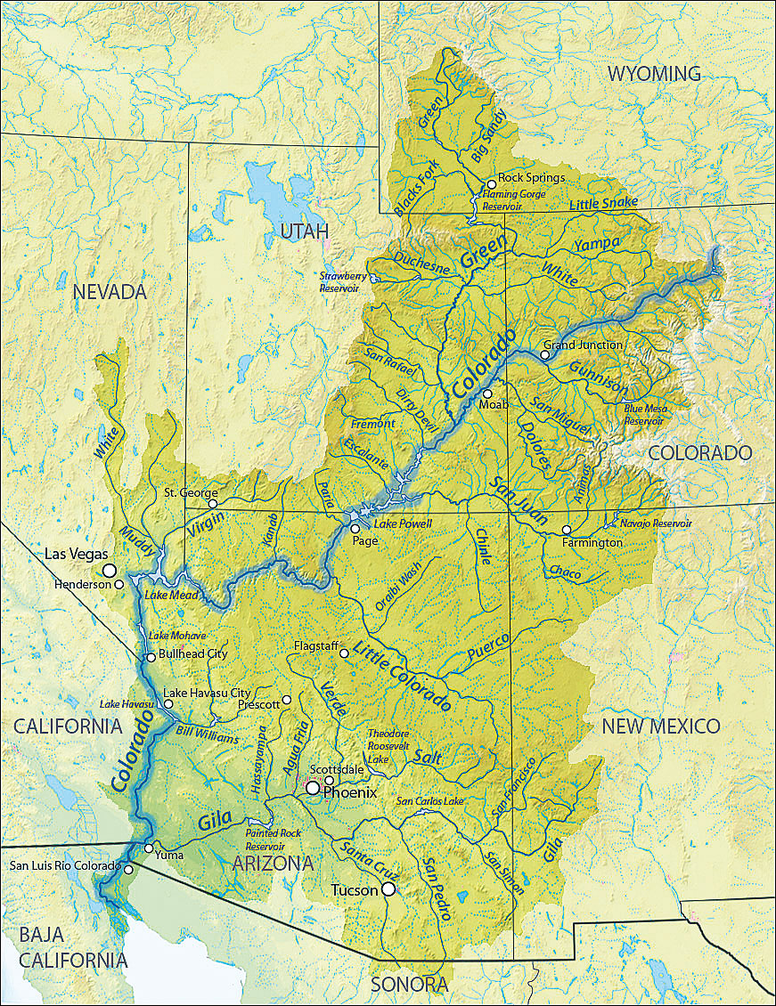 Carte du bassin du fleuve Colorado