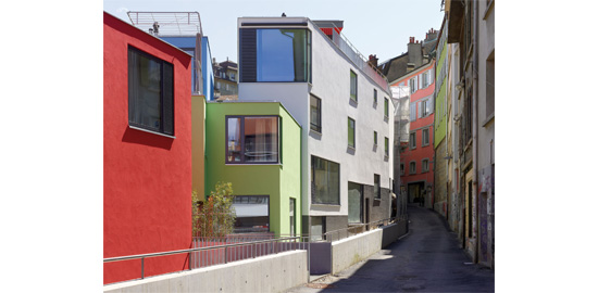 Vue sur l’îlot b’ depuis la ruelle du Flon