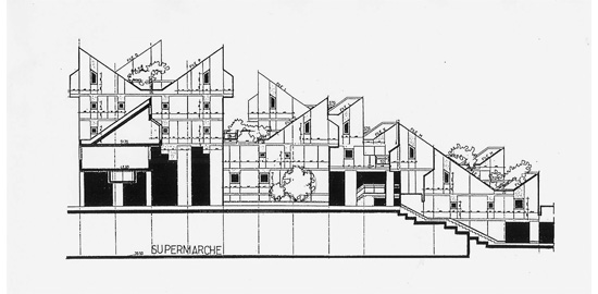 Ensemble Marat, Ivry-sur-Seine. Coupe
