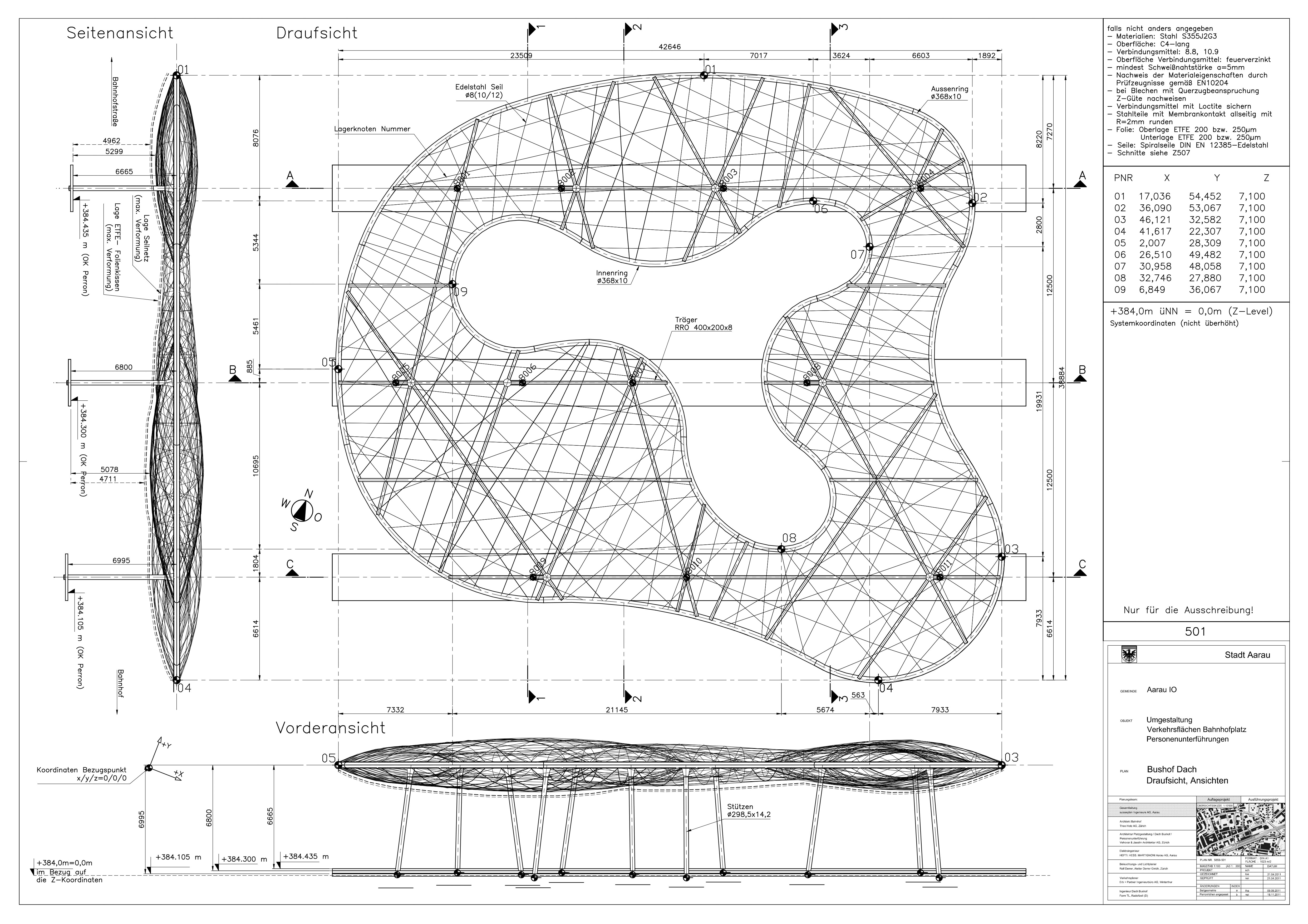 Plan et élévations de l’abribus