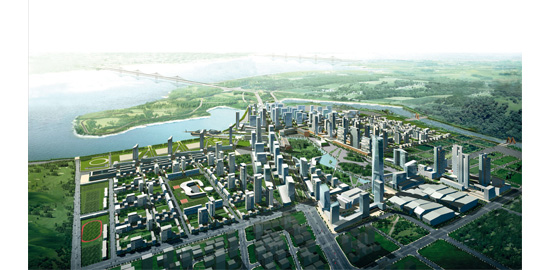 Vue d’une maquette numérique de la ville de Songdo