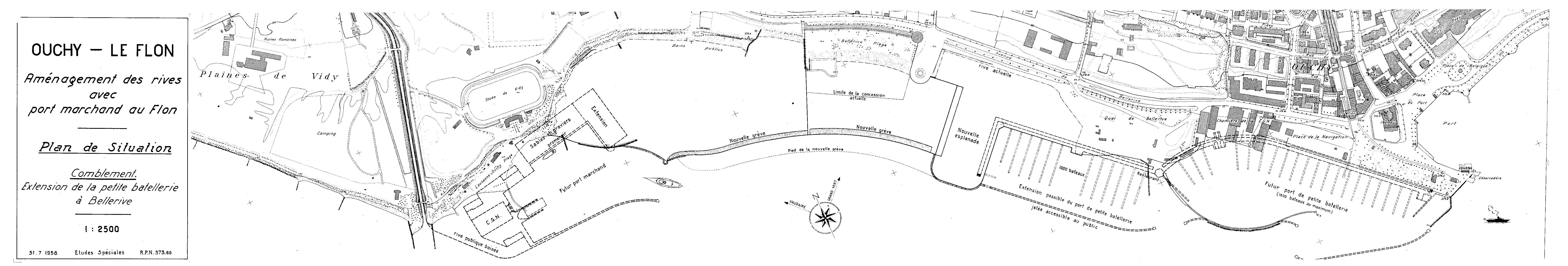 «?Ouchy le Flon. Aménagement des rives avec port marchand au Flon. Comblement. Extension de la petite batellerie à Bellerive?», 31 juillet 1958.