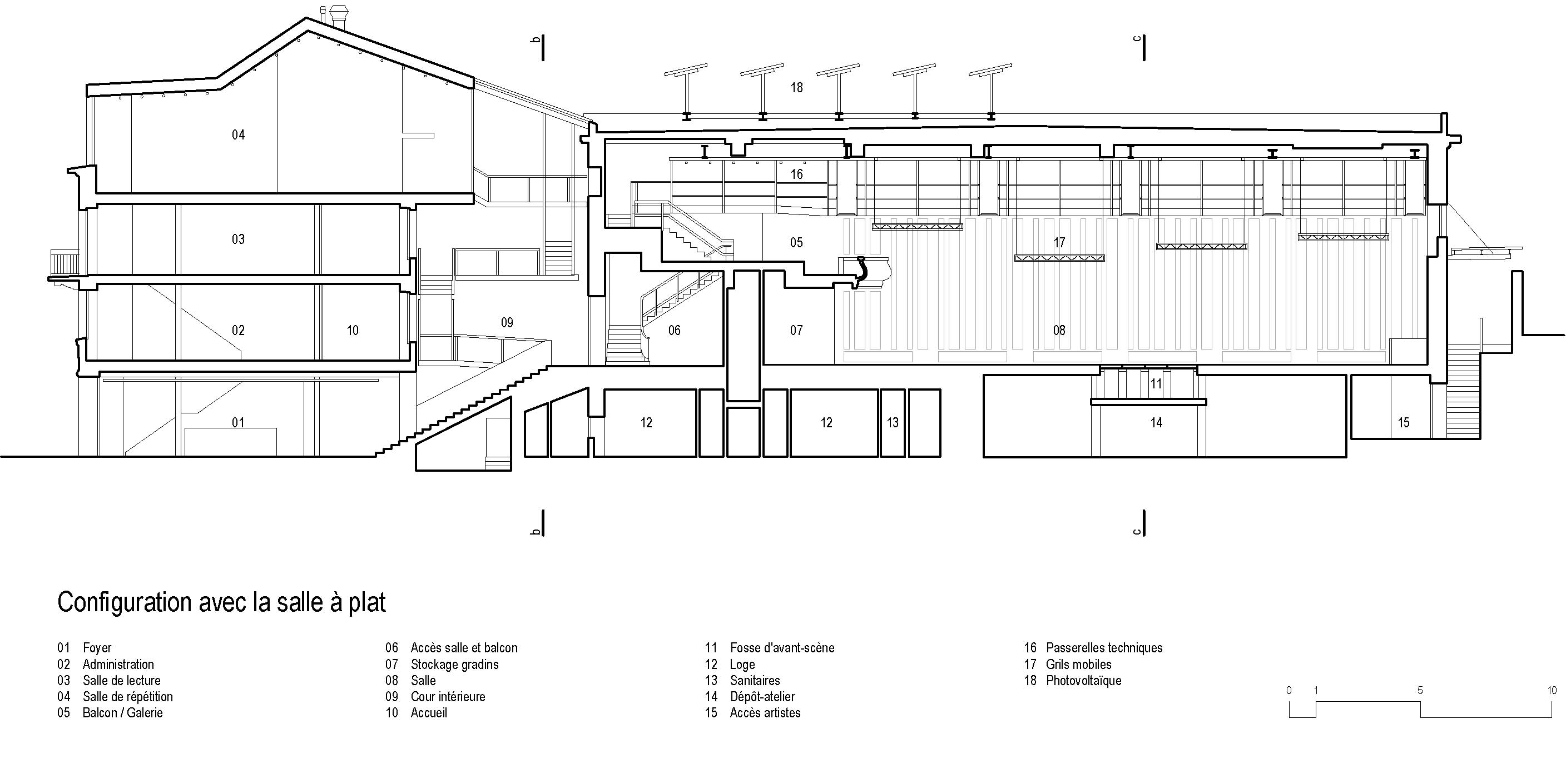 Coupe longitudinale du théâtre (architecum)