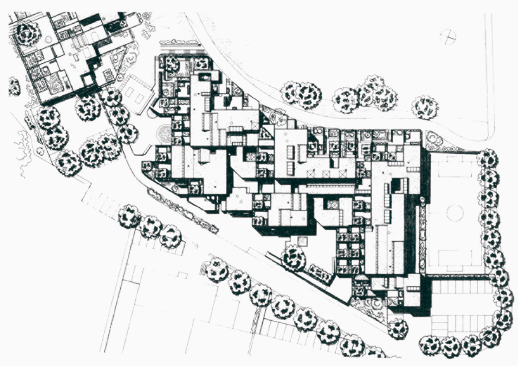Atelier 5, ensemble Thalmatt II (1981-1985), plan masse (scan de Faces, no 2, 1986)