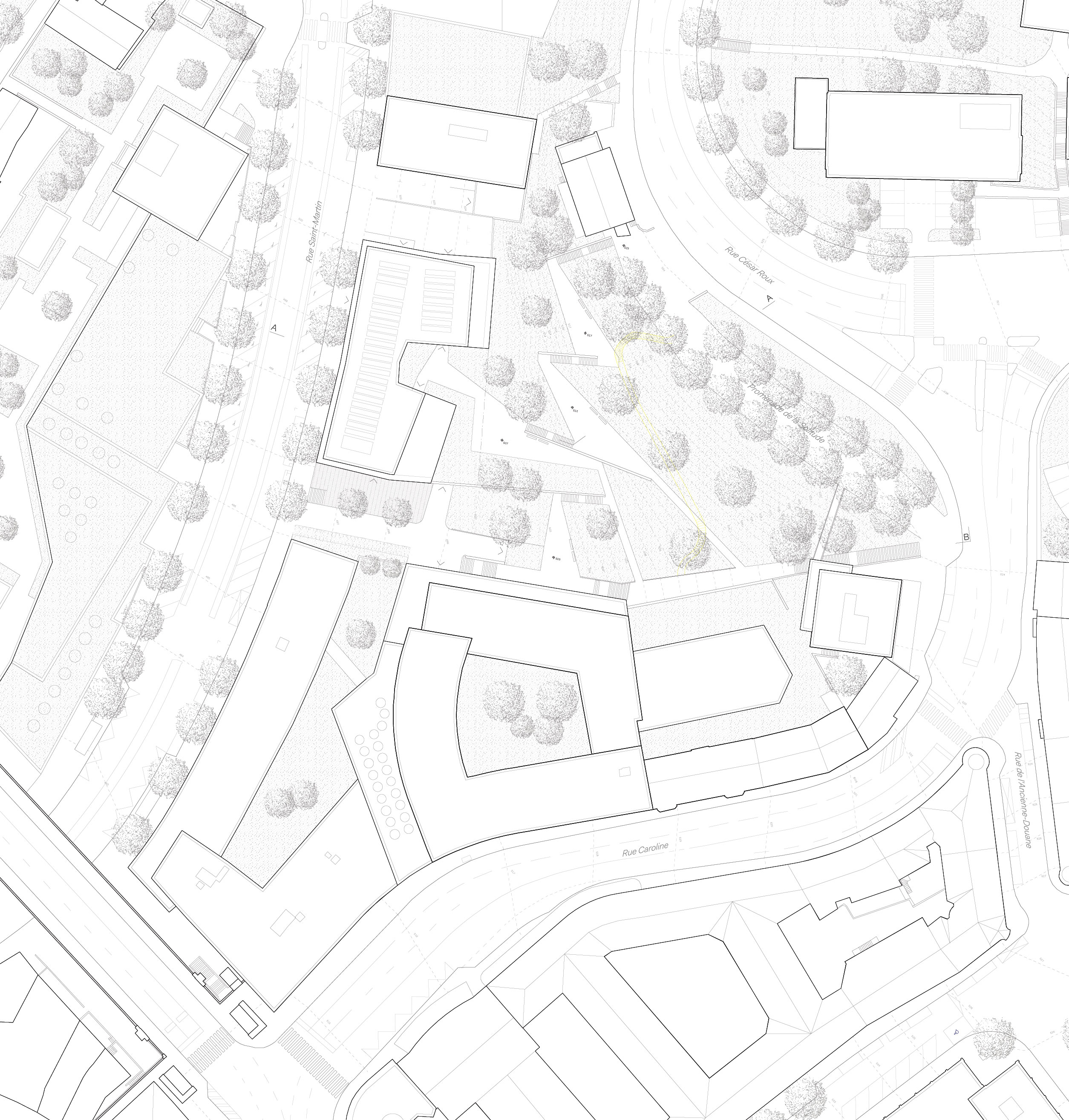 "le manteau": plan de situation (Alain Wolff architectes)