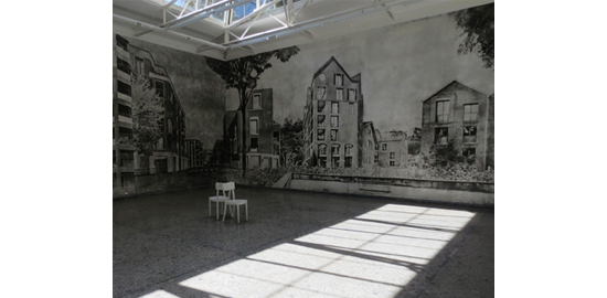 Fresque de la grande pièce du pavillon suisse
