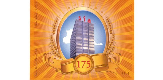 Etiquette de la bière produite par la SIA pour ses 175 ans d'existence