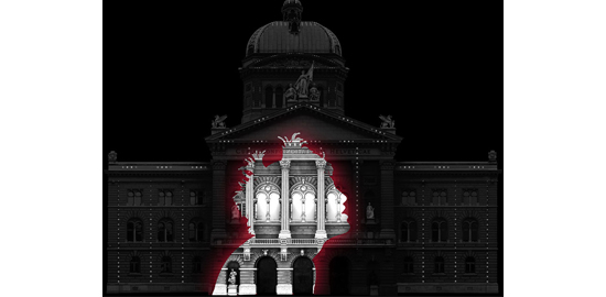 Le Palais fédéral métamorphosé lors du spectacle "Rendez-vous Bundesplatz"