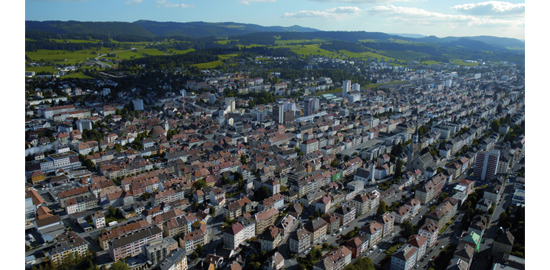 Vue aérienne de la Chaux-de-Fonds