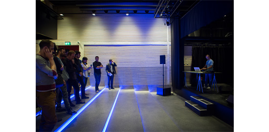 Tests acoustiques réalisés dans le théâtre de l'Abri