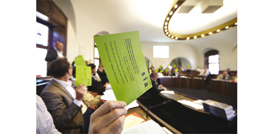 Vote dans la salle du parlement cantonal soleurois