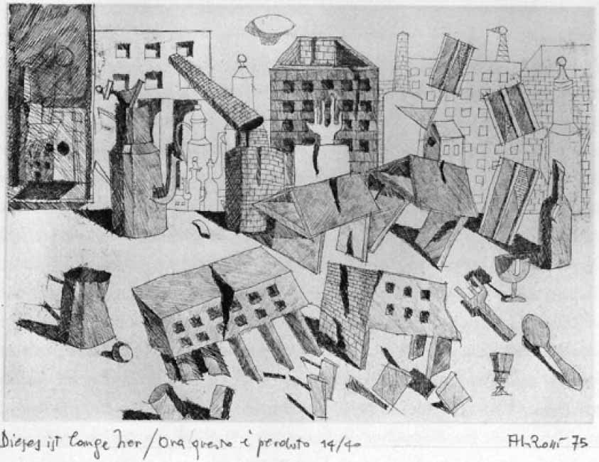 Aldo Rossi, «Dieses ist lange her / Ora questo è perduto», Radierung, 1975