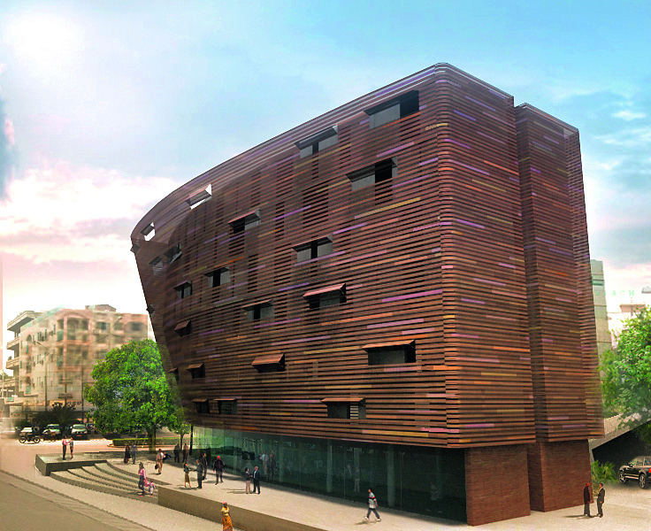 Entwürfe für ein Bürohaus in Ouagadougou, Burkina Faso (Visualisierung: Kéré-Architecture)